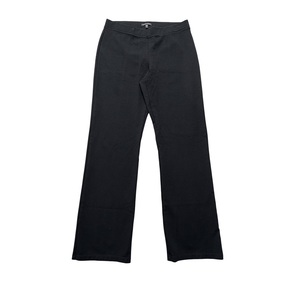 Eileen Fisher Knit Dress Pants Womens S Black Straight Leg Pull On Stretch
